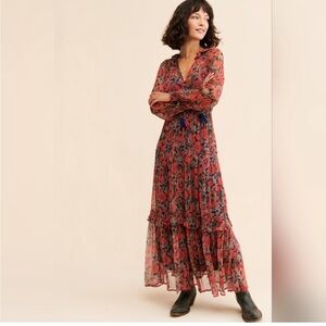 Anthropologie Marais Floral Long Sleeve Dress - XL